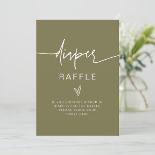 MARLO Bohemian Olive Green Diaper Raffle Game Sign Invitation