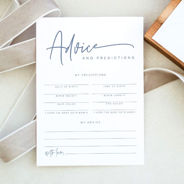 MARLO Boho Dusty Blue Baby Advice & Predictions Invitation (Creator Uploaded)