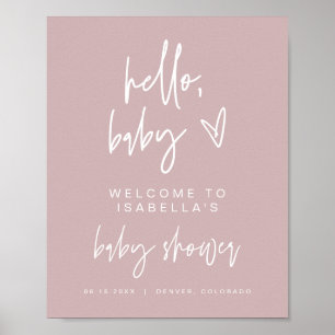 MARLO Boho Dusty Rose Baby Shower Welcome Poster