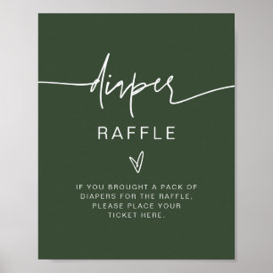 MARLO Boho Forest Green Diaper Raffle Game Sign