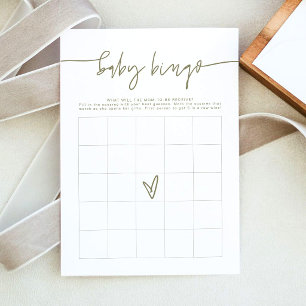 MARLO Boho Olive Green Baby Shower Bingo Game Invitation