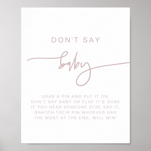 MARLO Dusty Rose Pink Boho Don't Say Baby Sign (Front)