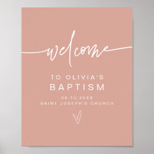 MARLO Modern Blush Pink Baptism Welcome Poster