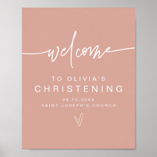 MARLO Modern Blush Pink Christening Welcome Poster