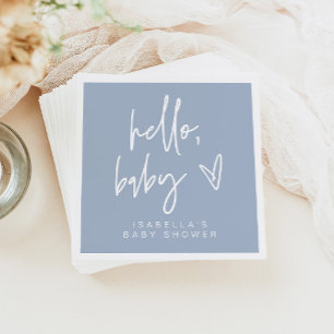 MARLO Modern Boho Dusty Blue Hello Baby Shower Napkin