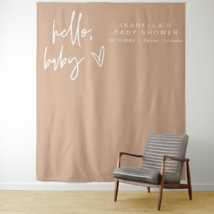 MARLO Modern Heart Bohemian Beige Baby Shower Tapestry