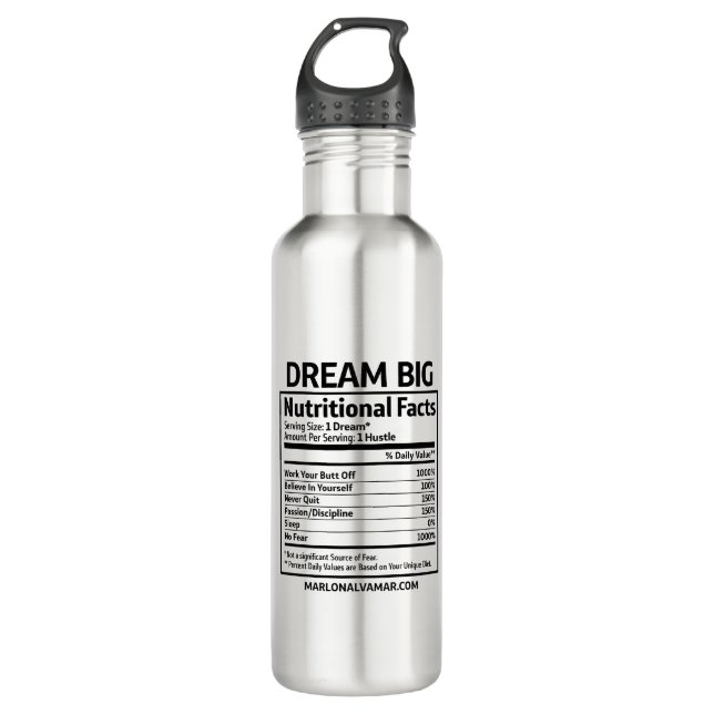 Marlon Alvamar Dream Big Water Bottle (Front)