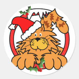 Marmalade Cat at Christmas Classic Round Sticker