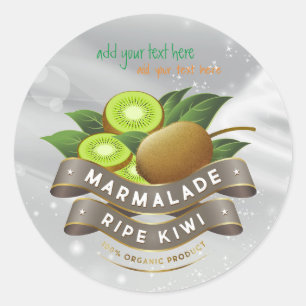 Marmalade Ripe Kiwi Jam Round Sticker Label