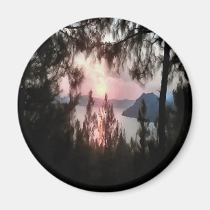 Marmaris Sunset Framed By Palm Trees Landscape Art Magnet