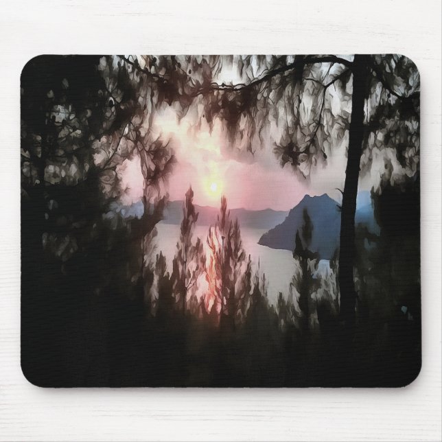 Marmaris Sunset Framed By Palm Trees Landscape Art Mouse Pad (Front)