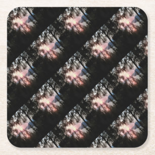 Marmaris Sunset Framed By Palm Trees Landscape Art Square Paper Coaster