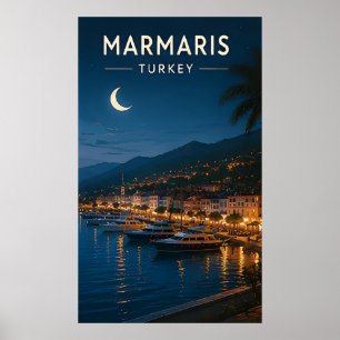 🌙 Marmaris Turkey Marina And Night Harbour Views Poster