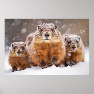 Marmot Animal Family Wandering Nature  Poster