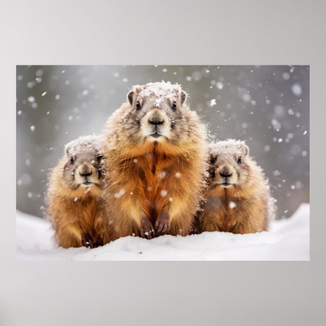 Marmot Animal Family Wandering Nature  Poster (Front)