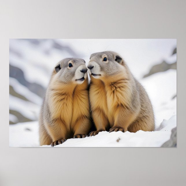 Marmot Animal Nature Wildlife Affection Caring Poster (Front)