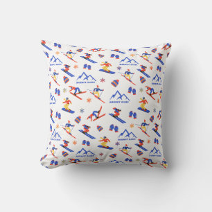 Marmot Basin Alberta Ski Snowboard Pattern Cushion