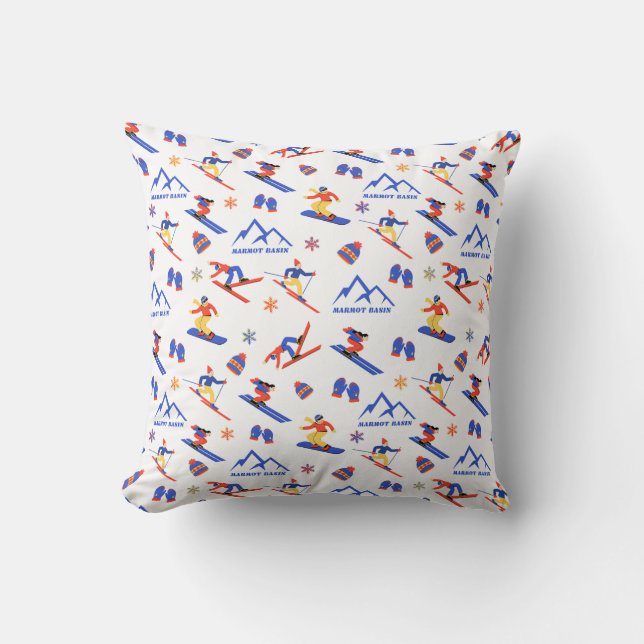 Marmot Basin Alberta Ski Snowboard Pattern Cushion (Front)