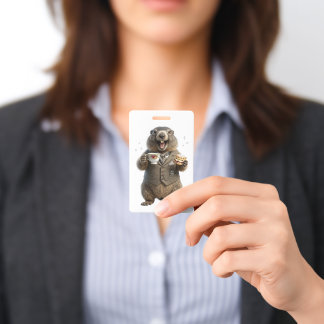 Marmot Drinking Tea ID Badge