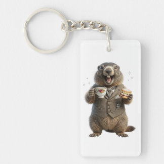 Marmot Drinking Tea Key Ring