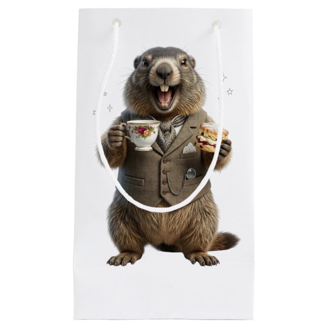 Marmot Drinking Tea Small Gift Bag (Front)