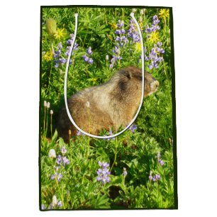 Marmot in Mount Rainier Wildflowers Medium Gift Bag