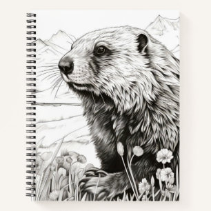 Marmot Peaceful Nature Prairie Sketch Drawing Art Notebook