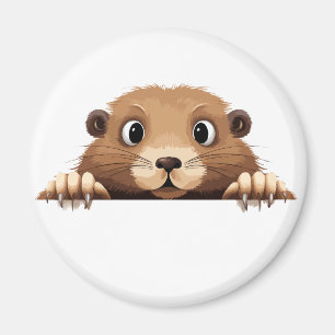 Marmot Peeking Cute Adorable Funny Animal Cartoon  Magnet