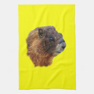 marmot portrait tea towel