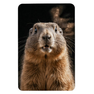 Marmot Wild Animal Elegant Dramatic Mist Portrait Magnet