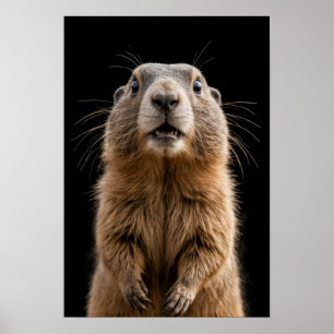 Marmot Wild Animal Elegant Dramatic Mist Portrait Poster