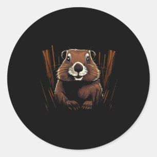 Marmot Wildlife Colorful Marmot Lover Wildlife Ani Classic Round Sticker
