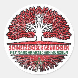 Marokko Marokkanisch Schweizer Schweiz Baum Wurzel Classic Round Sticker
