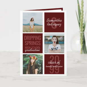 Maroon 4-Photo Fun Boxes Graduation Invitation