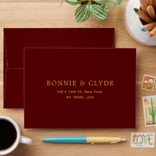 Maroon A7 Wedding RSVP Envelope with Address