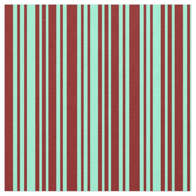 Maroon and Aquamarine Stripes/Lines Pattern Fabric (Close Up)