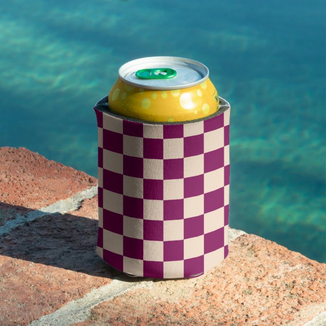 Maroon and beige checkerboard pattern can cooler (In Situ Pool)