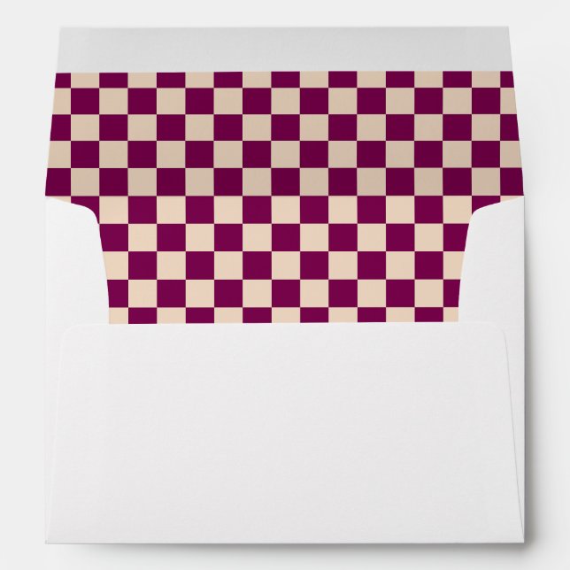 Maroon and beige chequerboard pattern envelope (Back (Bottom))