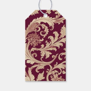 Maroon and Beige Vintage Pattern Gift Tags