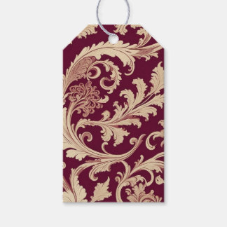 Maroon and Beige Vintage Pattern Gift Tags
