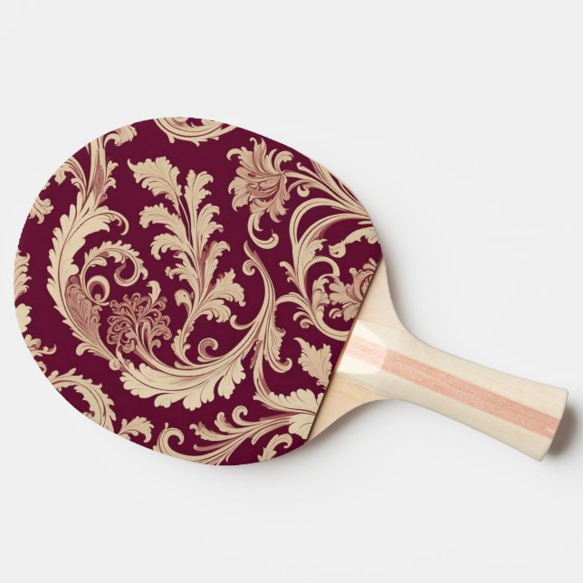 Maroon and Beige Vintage Pattern  Ping Pong Paddle (Side)