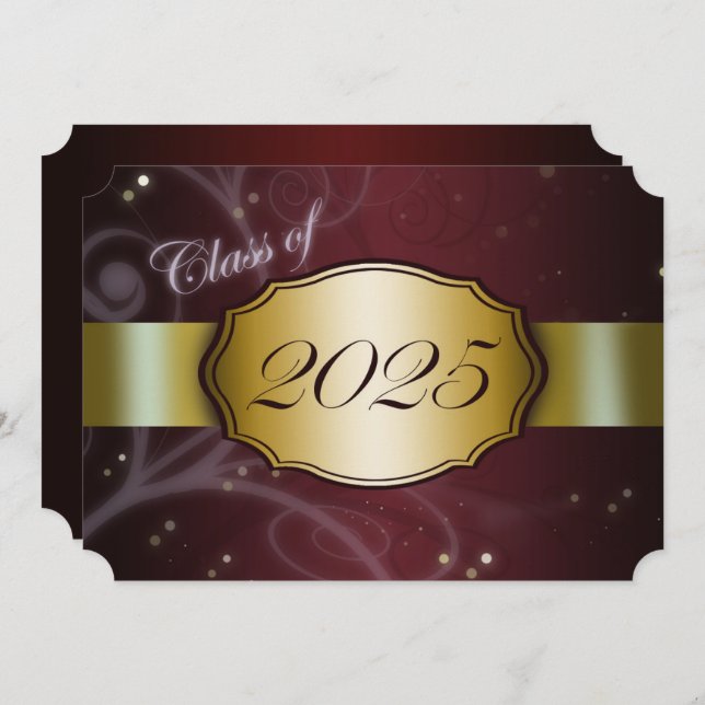 Maroon and Gold 2025 Graduation Party Invitation (Front/Back)