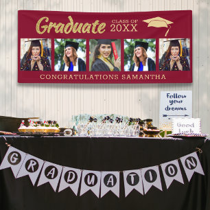 Maroon And Gold 5 Photo Congrats 2026 Graduation  Banner