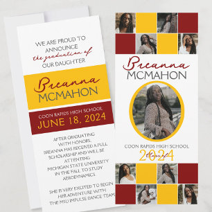 Maroon and Gold 9 Photo Graduation Announcement