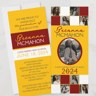 Maroon and Gold 9 Photo Graduation Announcement