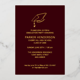 Maroon and Gold Cap Minimalist Graduation Party