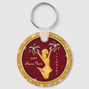 Maroon and Gold Cheap Personalised Cheer Keychains