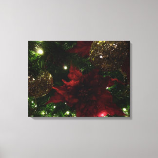 Maroon and Gold Christmas Tree I Holiday Photo Canvas Print