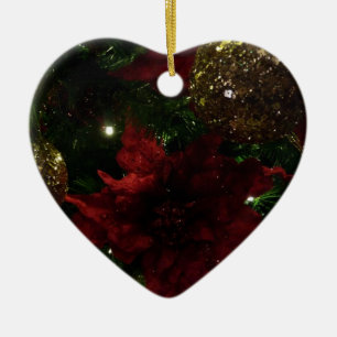 Maroon and Gold Christmas Tree I Holiday Photo Ceramic Tree Decoration
