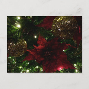 Maroon and Gold Christmas Tree I Holiday Photo Postcard